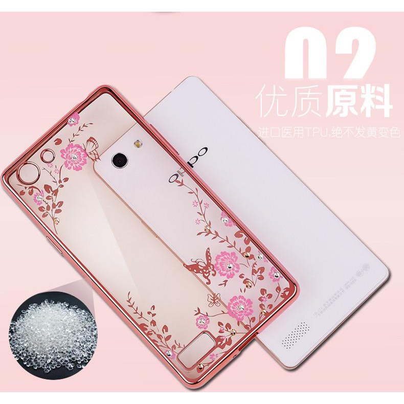 OPPO NEO 7 / A33 Fashion Case Flower Rhinestone Cell TPU Softcase FREE RING