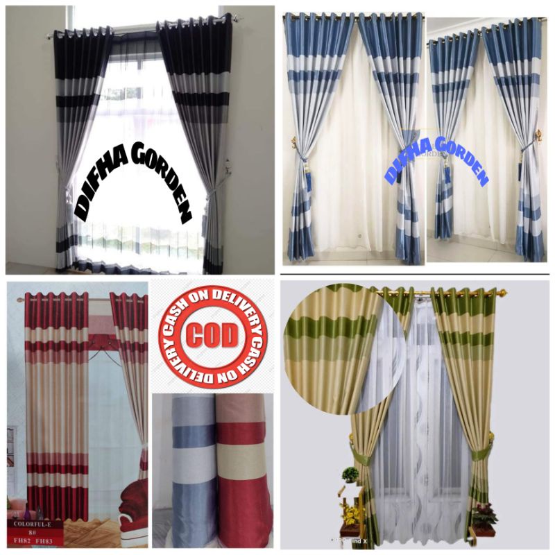 Gorden Blackout import motif Panjang 250 Tirai Jendela Ruang Tamu horden Pintu Kamar Minimalis murah