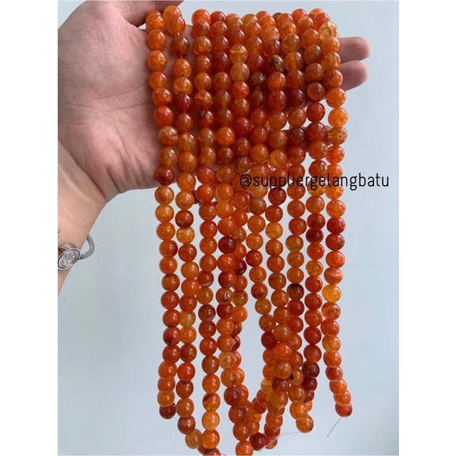 bahan carnelian orange muda serat 10mm oren aksesoris gelang kalung craft kerajinan tangan fashion week citayam