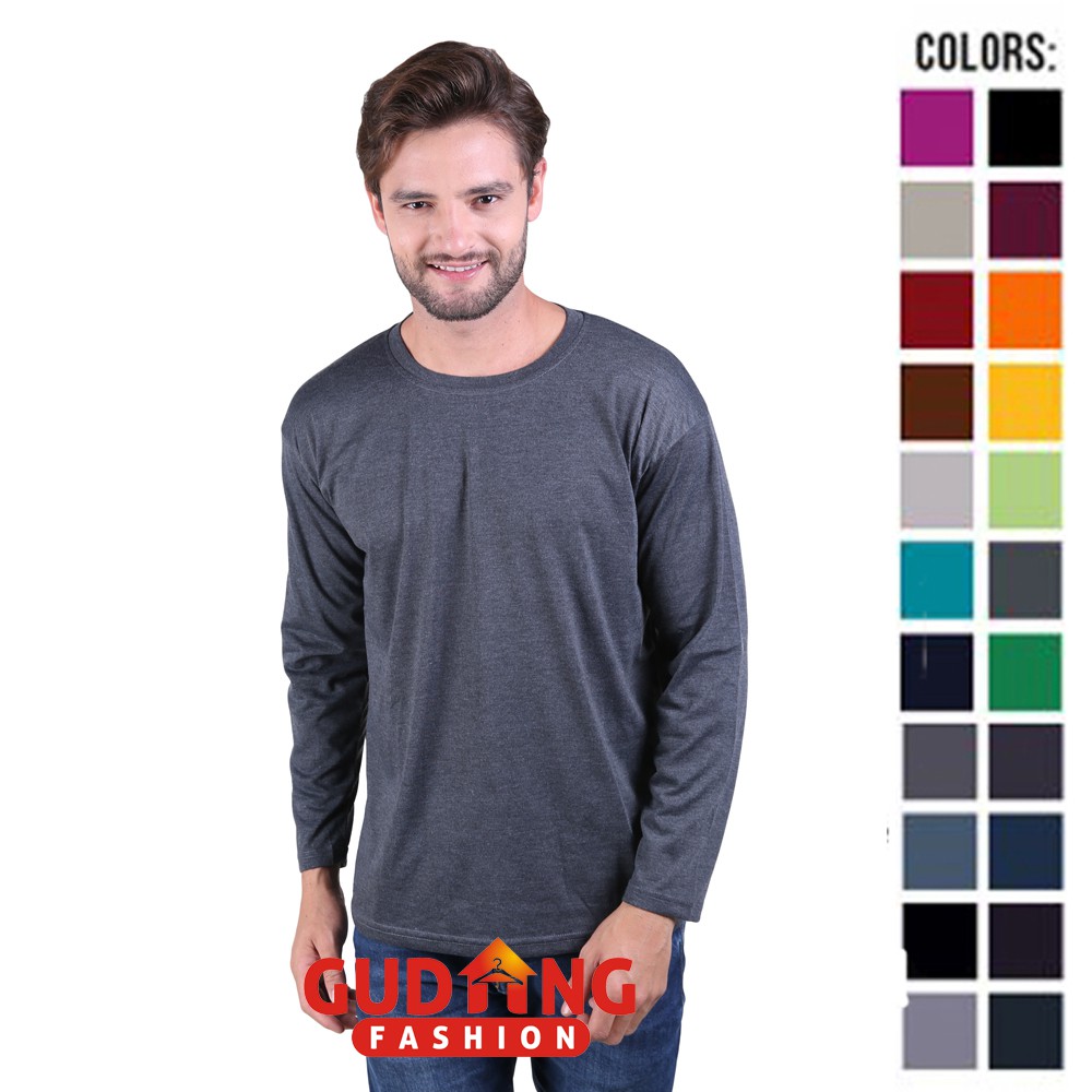 Tshirts Panjang Polos Kerah Bulat / Oneck Long Sleeves Men Tshirts - Banyak Pilihan Warna PLS (COMB)