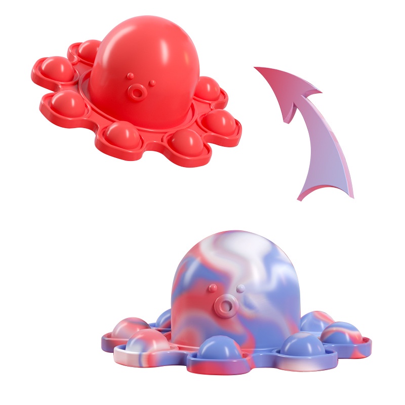 Fidget Toys Both Sides Turn Over Octopus Flip Toy Silicone Push Bubble Pop It Gadget Animal Keychain Figet Simple Dimple