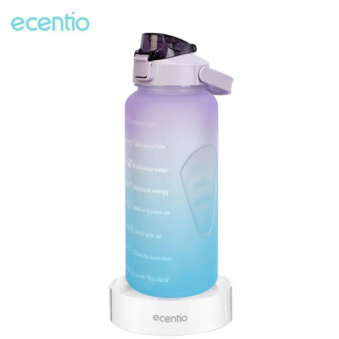 ecentio 2L botol air minum motivasi Tritan Penanda Waktu Sedotan