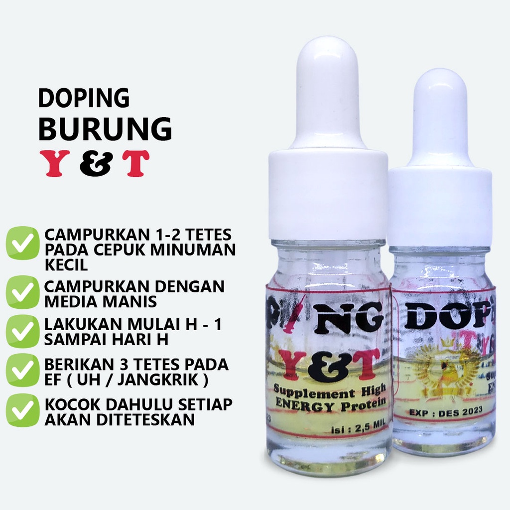 DOPING BURUNG Y &amp; T VITAMIN DOPING BURUNG PLECI KOLIBRI LOVEBIRD TRUCUK KACER MEMPERKUAT STAMINA