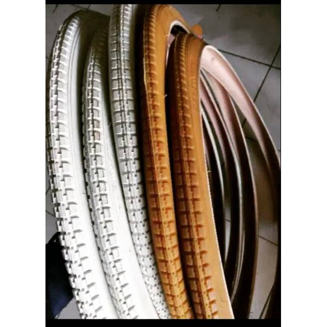 Ban Luar sepeda Onthel Putih Coklat Hitam 28 x 1/2