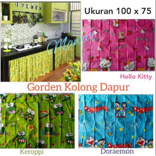 Gorden Kolong Dapur / Hordeng Poni Karakter Keropi Doraemon Hello Kitty LV Bunga Shabby