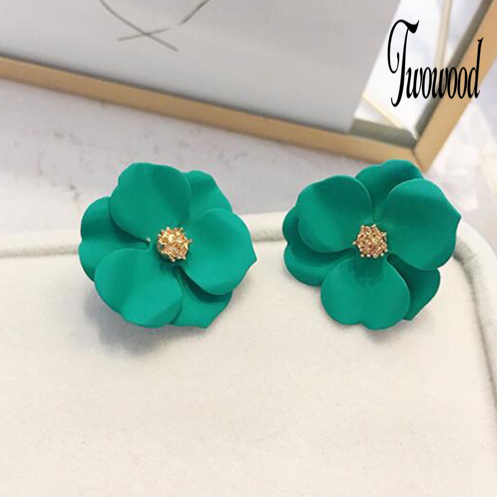 Anting Stud Desain Bunga Warna-Warni Untuk Wanita