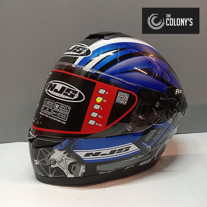 HELM NJS ZX1 RUSH BLACK BLUE DOUBLE VISOR FULLFACE NJS ZX-1 ORIGINAL