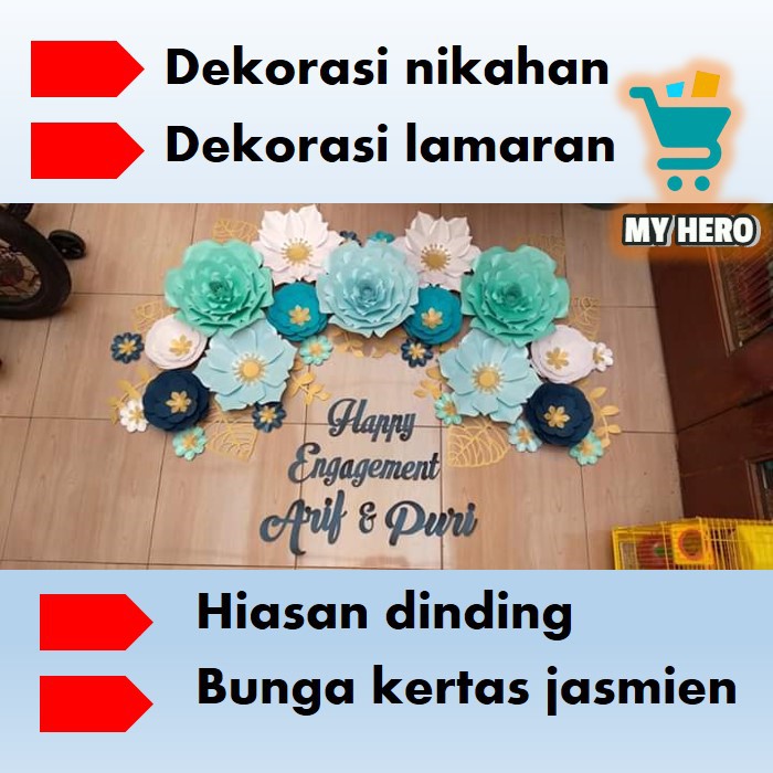 paper flower keren hiasan dinding bunga kertas jasmine dekorasi nikahan lamaran tungan ulang tahun