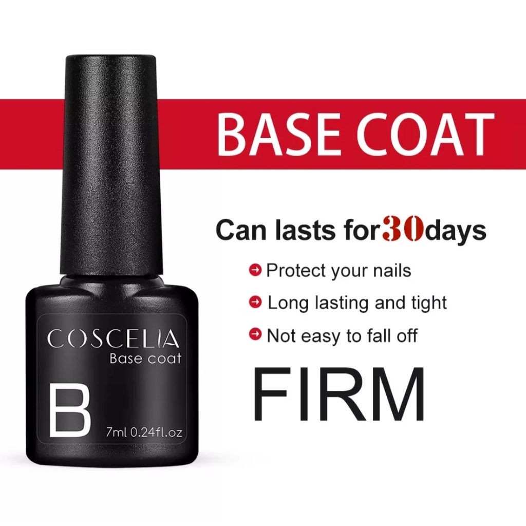 ORIGINAL COSCELIA Base Coat, Top Coat Nail Gel UV LED / Kutek/ Cat Kuku Murah