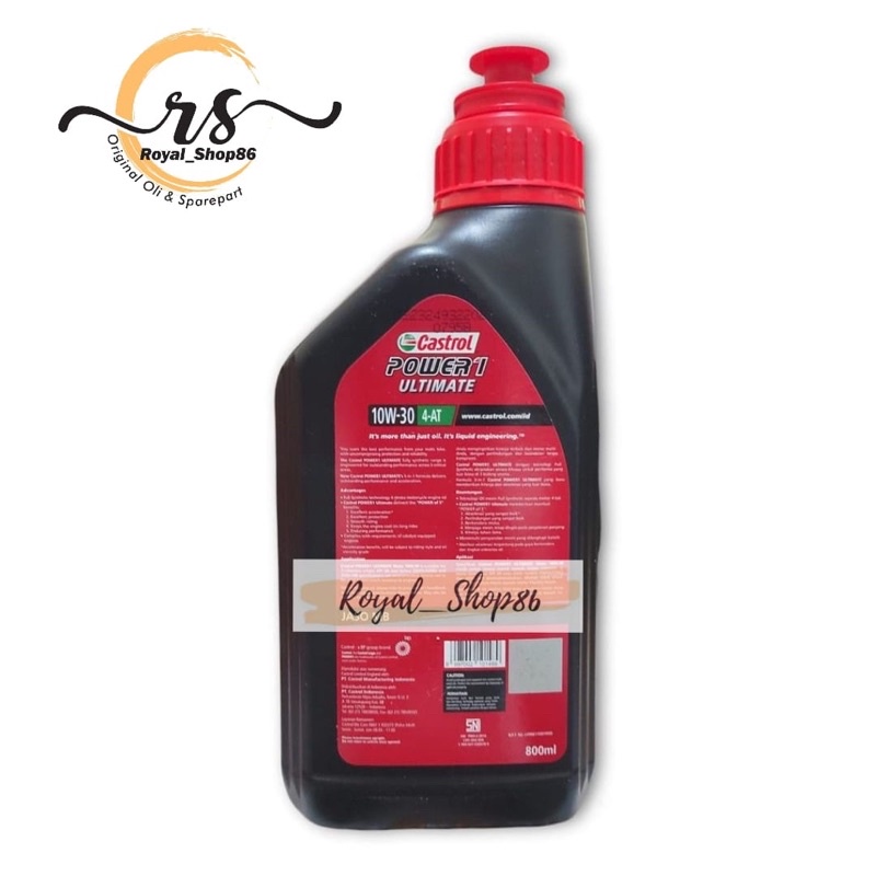 OLI CASTROL POWER 1 ULTIMATE MATIC SAE 10W-30 800 ML API SN JASO MB FULL SYNTHETIC ORIGINAL