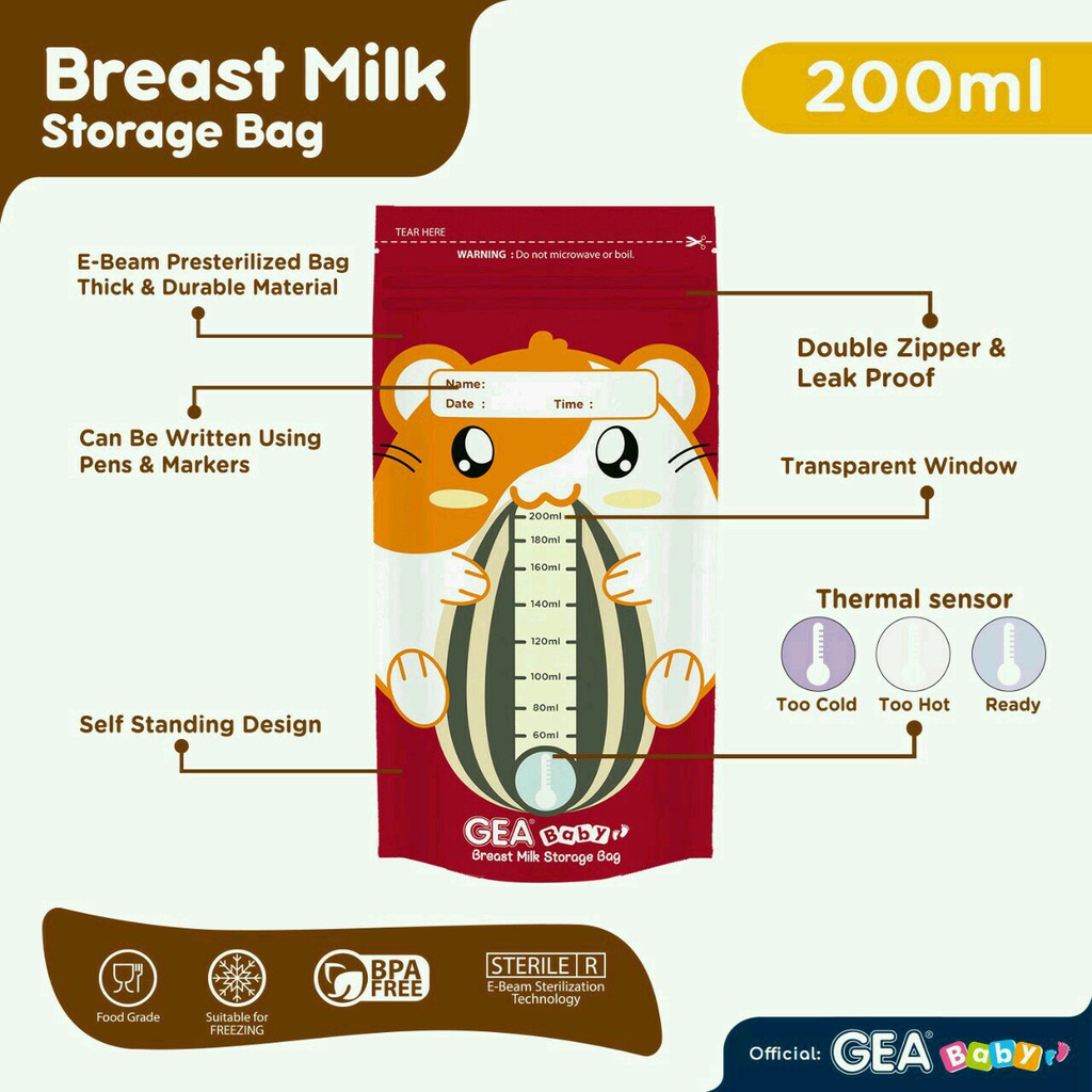 GEA Baby Kantong Asi 200ml / ASI bag / GEABABY Breastmilk Storage Bandung