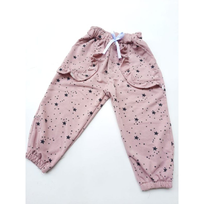 Celana Anak Polcadot Joger Babyterry Import 5-8 tahun JUNIOR motif Polcadot Bintang Joger Anak Perempuan Joger Anak Murah