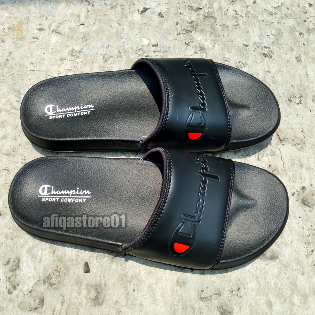 Sandal Pria Wanita Terbaru Anti Slip Bahan Karet Lentur Sandal Slop Full Black