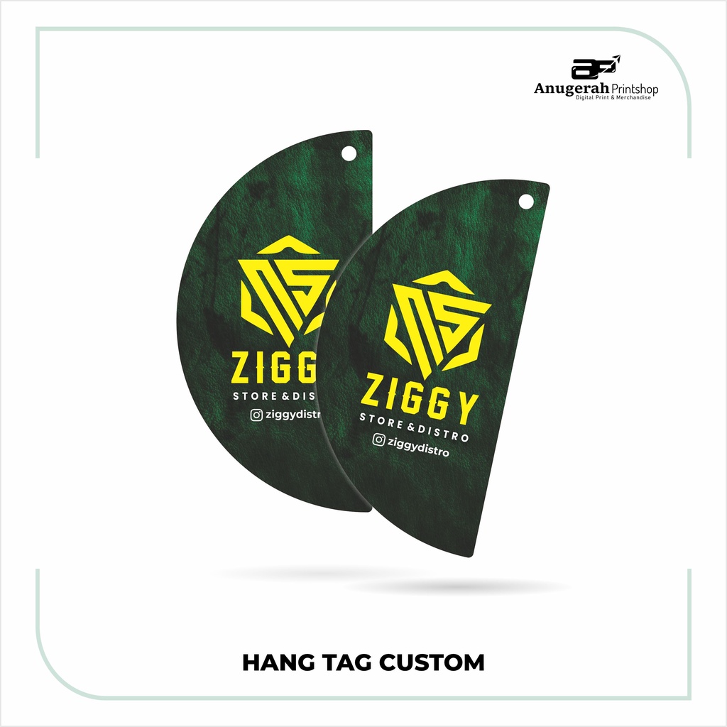

Hangtag baju Hangtag hijab KODE B satu sisi custom free desain