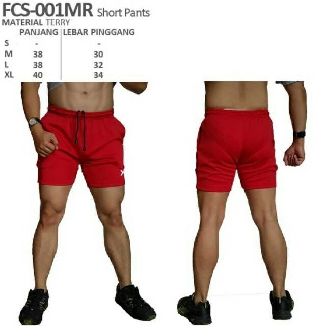 FCS-001MR Celana pendek sport fitness Flex merah