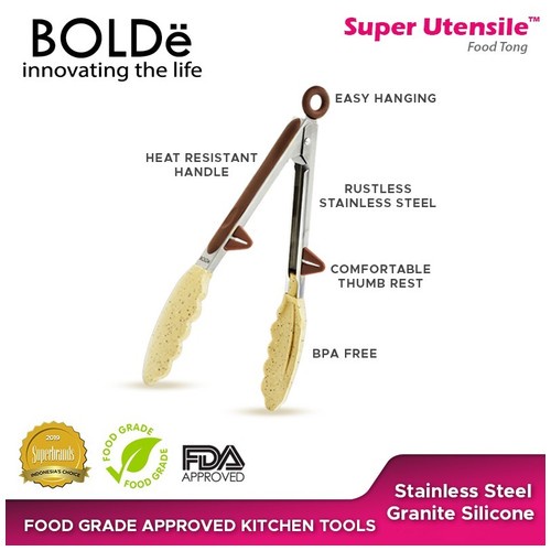 BOLDE FOOD TONG 9 / 12 INCH SUPER UTENSILE GRANITE SERIES PENJEPIT PENCAPIT MAKANAN