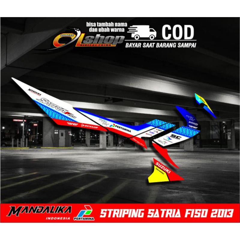 Striping Sticker Motor Satria Fu 150 2013 motif mandalika sag team racing
