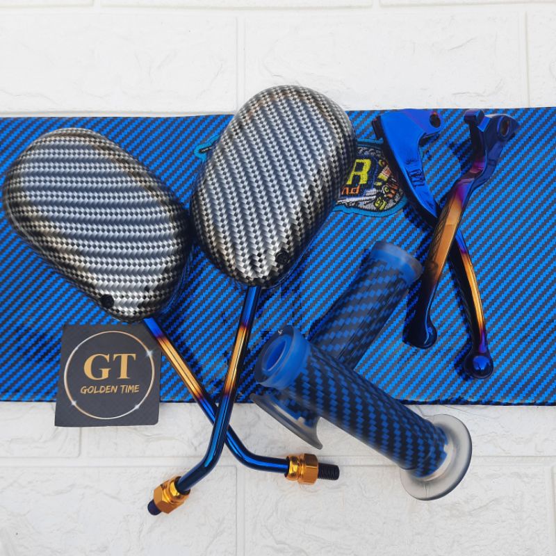 Paket Mio Kulit Jok Biker + Handgrip + Handle Rem Mio Twotone + Spion Mio Karbon 2tone