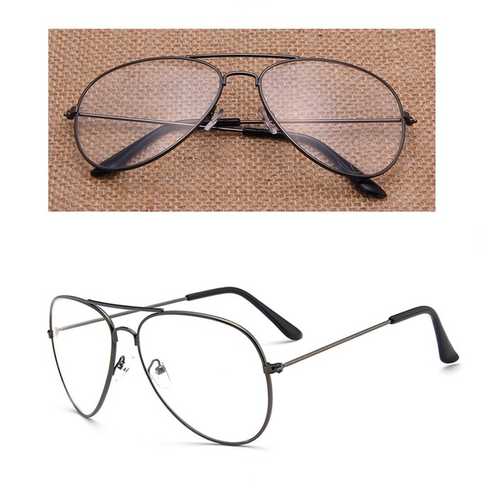 Kacamata Optik Bingkai Besar Bahan Logam Gaya retro