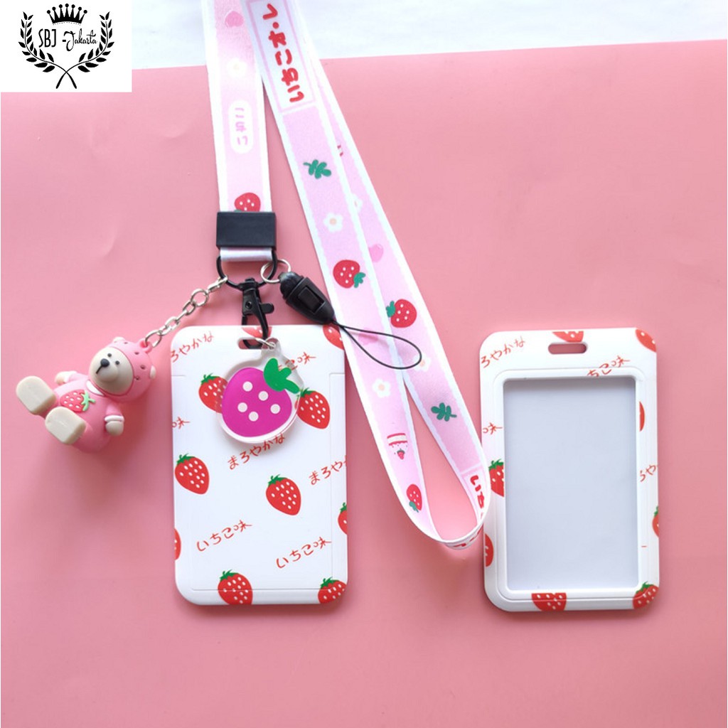 Meiji Berry Tempat kartu ID card Tag holder Dengan tali strap Card Holder