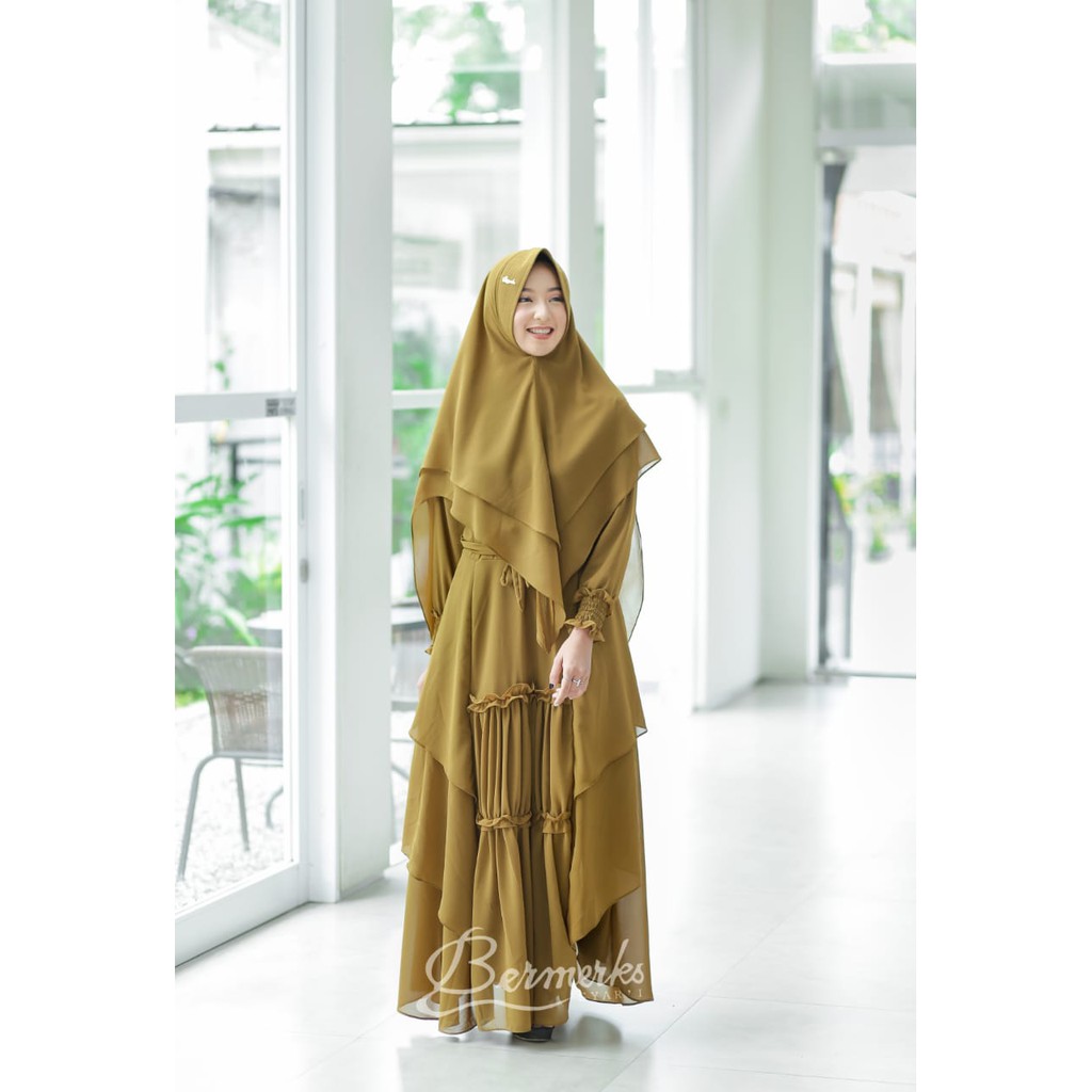 Gamis ceruty babydoll set khimar rempel tengah premium ORI berlabel bermerks yohana syari AIZA