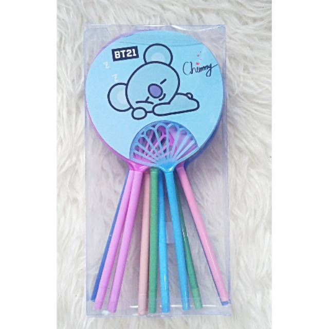 

#6765# 12 pen kipas 26 cm souvenir ultah anak alat tulis