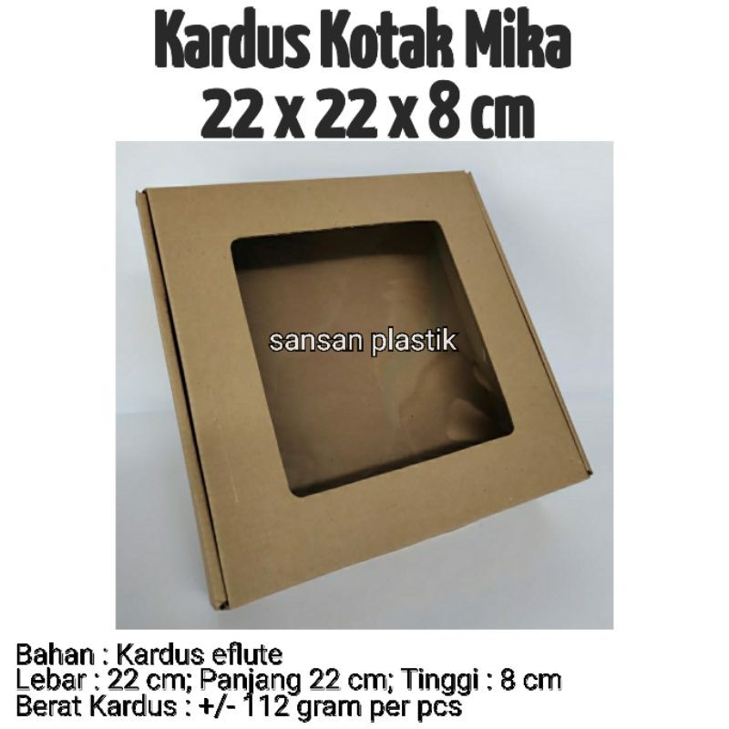 Kardus Kotak Mika 22x22x8 cm / Box makanan mika / Kotak Mika / Kotak Kue