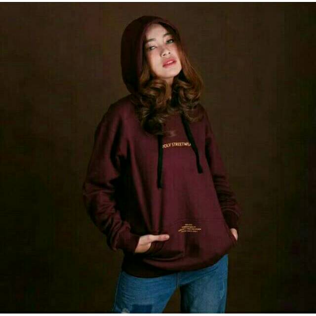 Sweater Hoodie Wanita Maroon