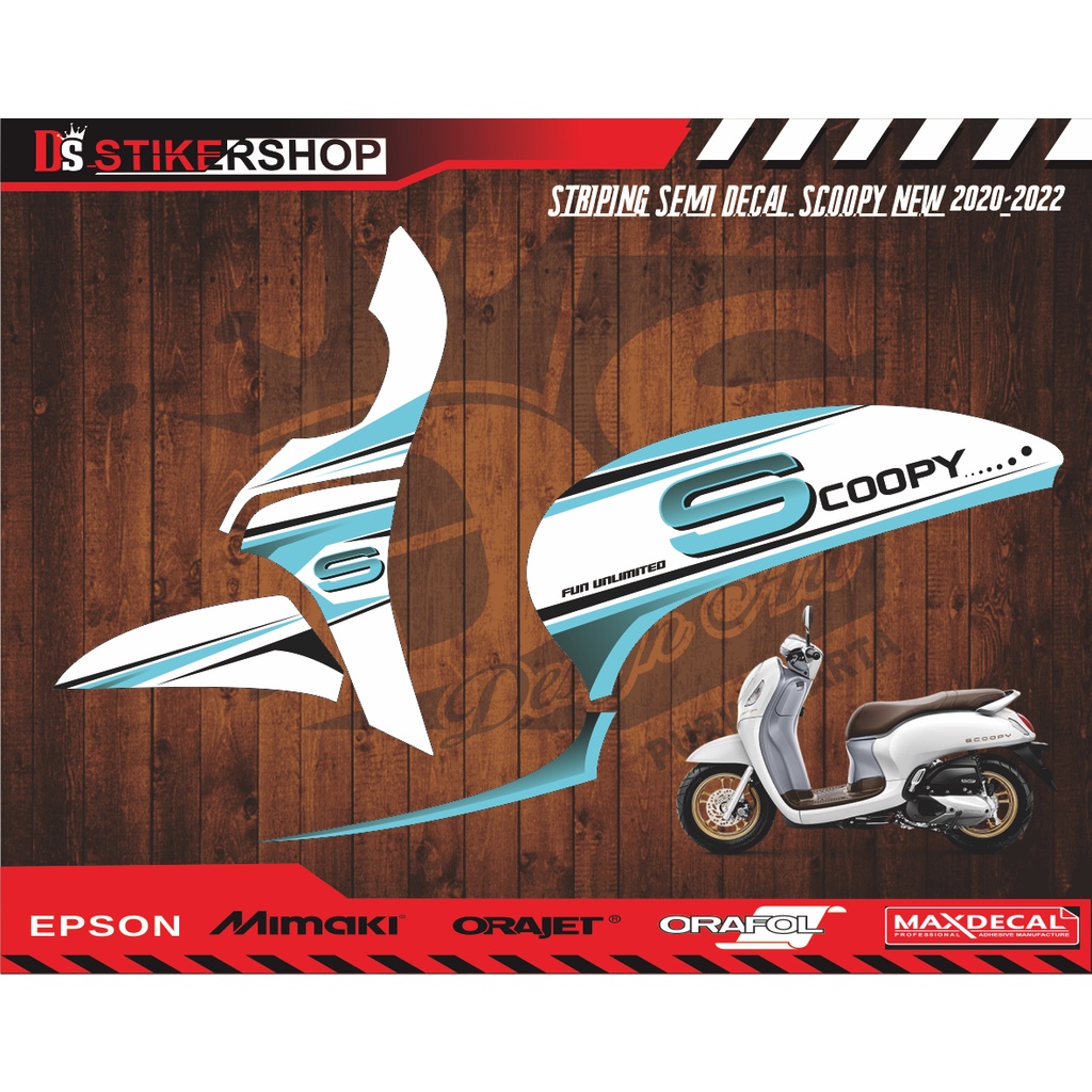 striping honda scoopy new 2020-2021 variasi.striping semi decal scoopy warna putih biru toska