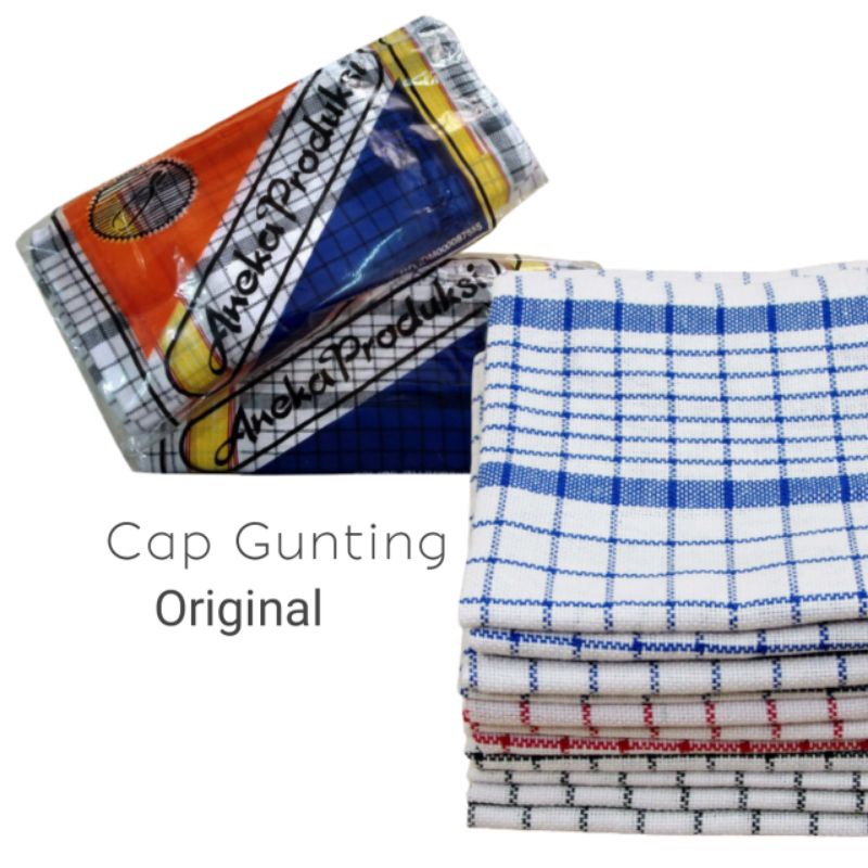 3pcs lap dapur serbet serbaguna cotton 100% ukuran 50 × 50 / 60 × 60 jumbo merek aneka cap gunting botch DLL