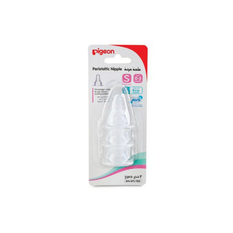 Pigeon Peristaltic Slim Neck Nipple S isi 3 (0-3)/ dot bayi