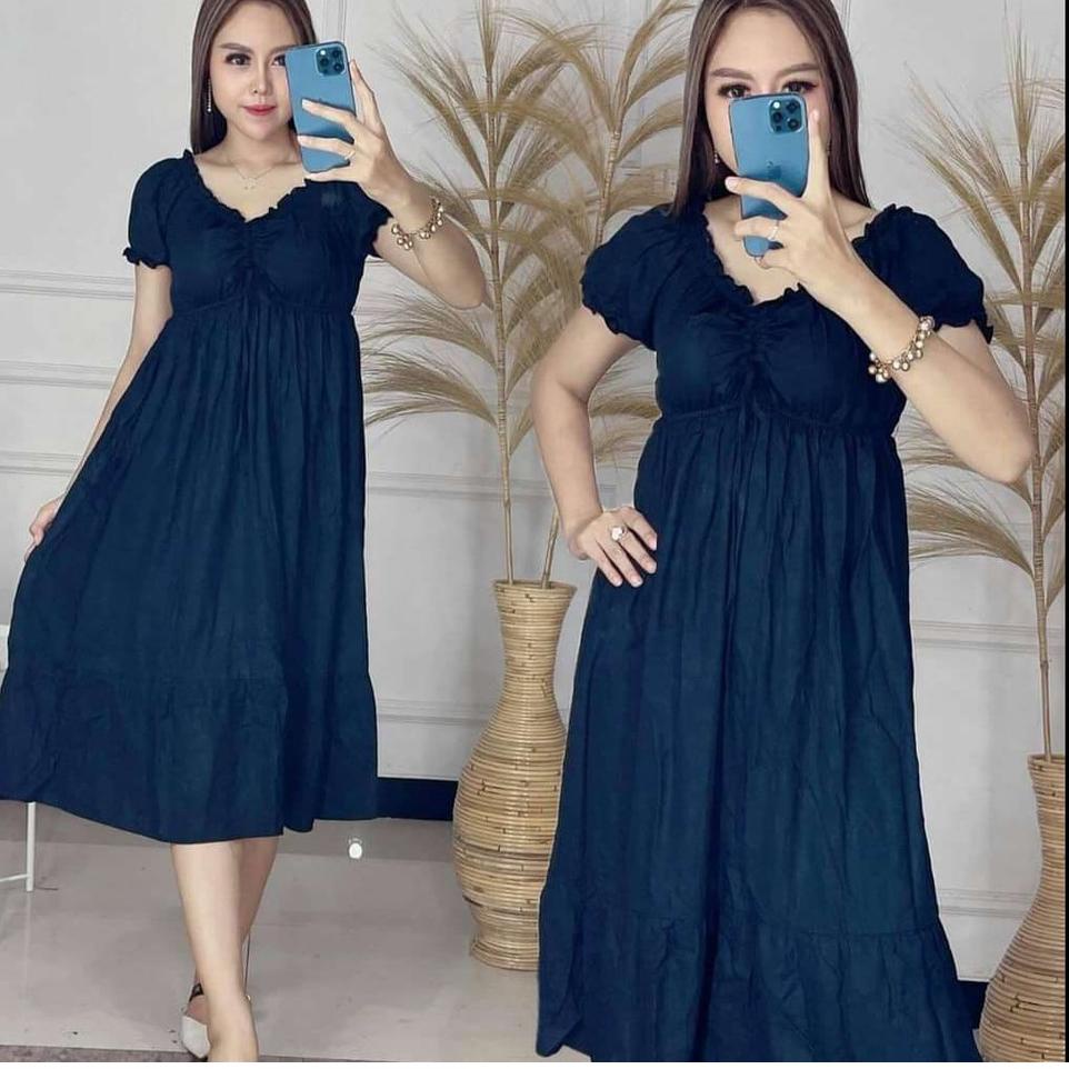 Baju Daster Elsa Ikatan Cinta Model Serut Dada lengan Pendek Pakaian Tidur Wanita Bahan Rayon Kekini