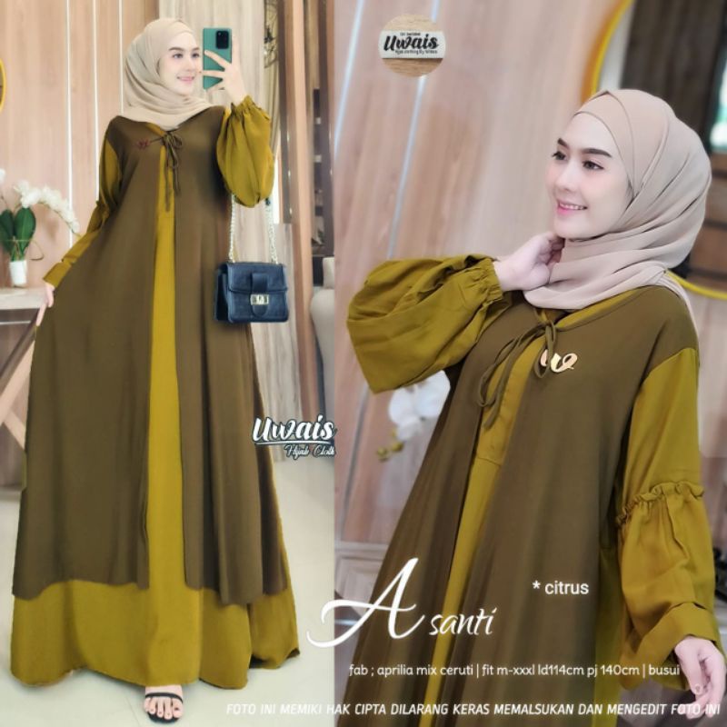 [Ready Stock] Asanti Maxy Dress Original By Uwais Gamis Ceruty Busui Friendly Terbaru Dan Terlaris
