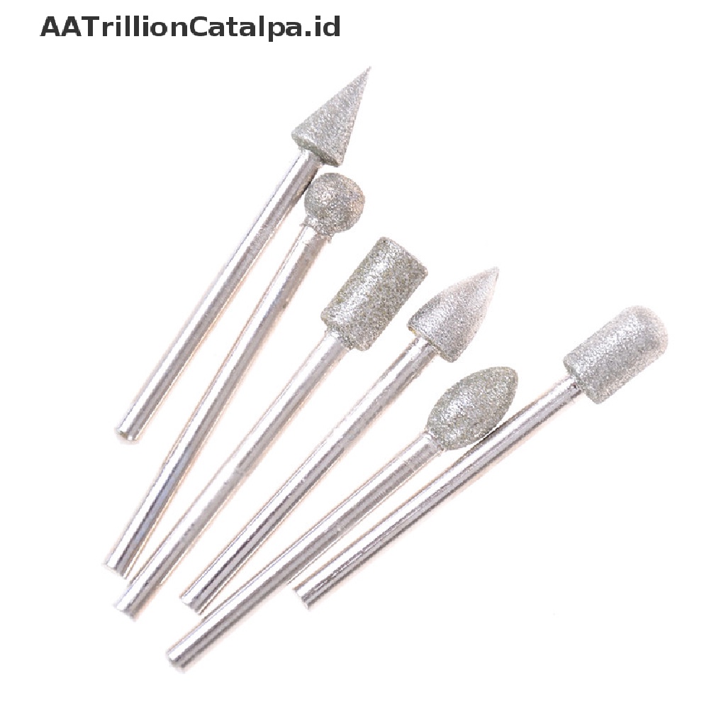 20pcs / Set Mata Bor Berlian Shank Grinding Burr 3mm Untuk Alat Rotary Perhiasan