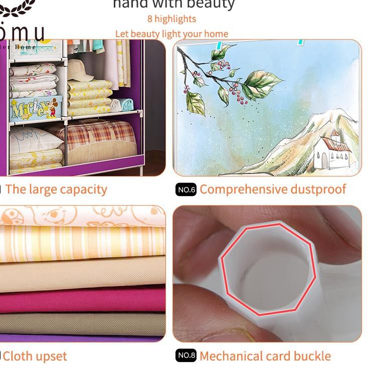 Hiera Lemari Pakaian Portable Lemari Kain Rak Pakain Rak Baju Susun Bongkar Pasang