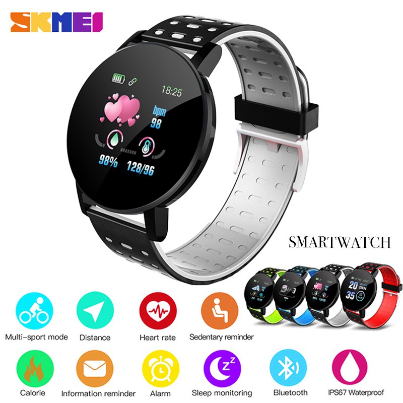 SKMEI 119Plus Jam Tangan Pria Wanita Digital Smartwatch Tali Silicone Sport Heartrate WATCHKITE WKOS