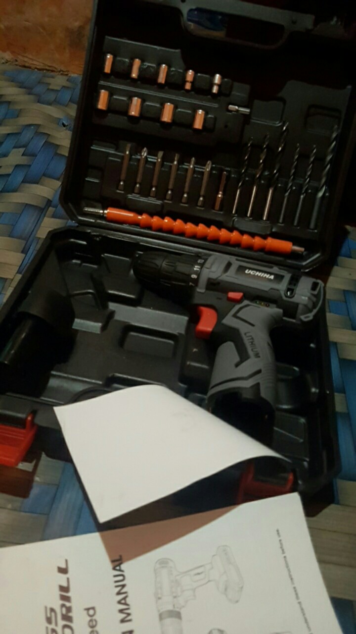 Mesin Bor Baterai Kayu Besi Obeng Elektrik Uchiha Japan Cordless Drill