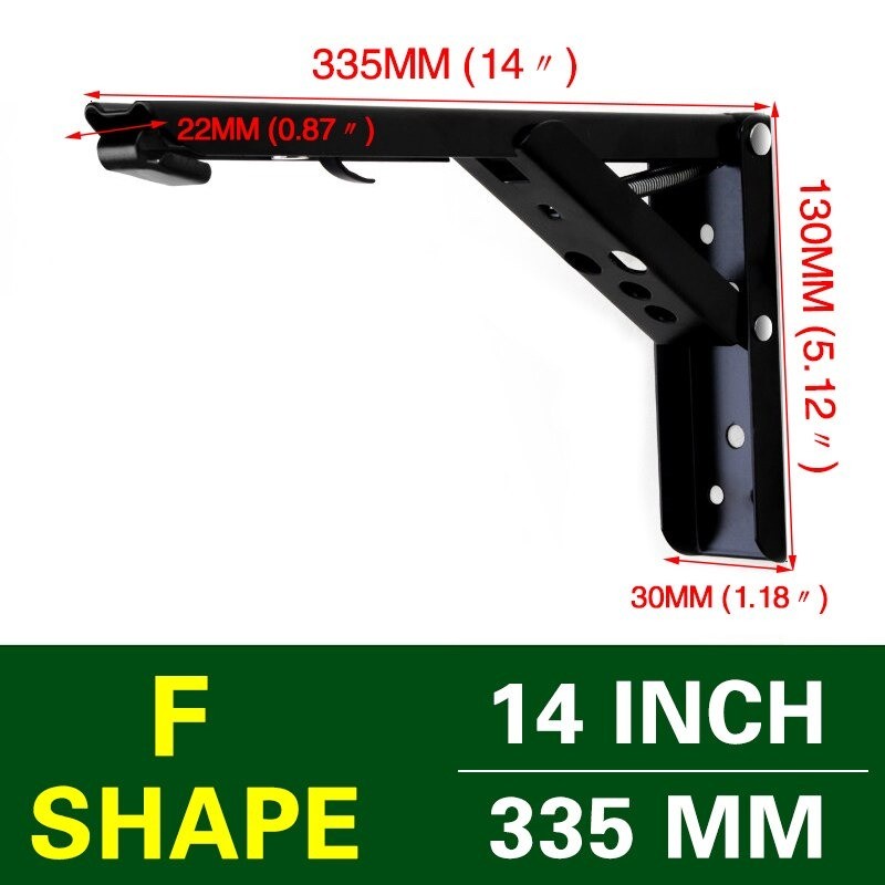 Bracket Engsel Siku Folding Stainless Steel Load 60kg 2 PCS - NED-6112 - Black