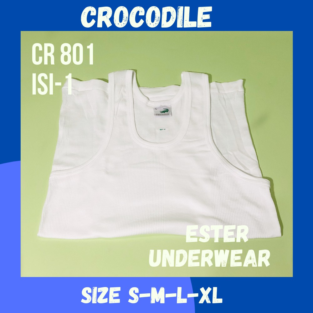 Singlet salur Crocodile CR801 Putih Isi 1pcs