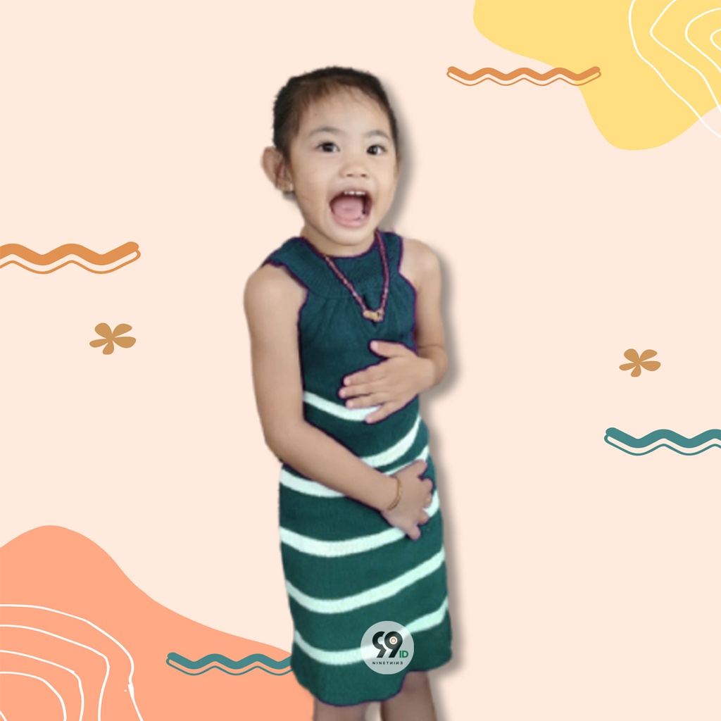 DRESS RAJUT ANAK SABRINA STRIP Dress Anak bolong dada