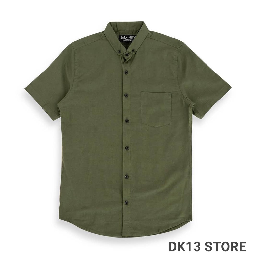 KEMEJA POLOS PRIA WARNA ARMY SIZE NOMAL M-L-XL-XXL-XXXL