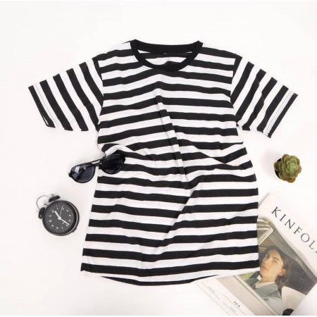 KAOS / BAJU STRIP / STRIPE / BELANG BELANG / BIG BLACK / HITAM PUTIH PRIA LAKI LAKI COWOK