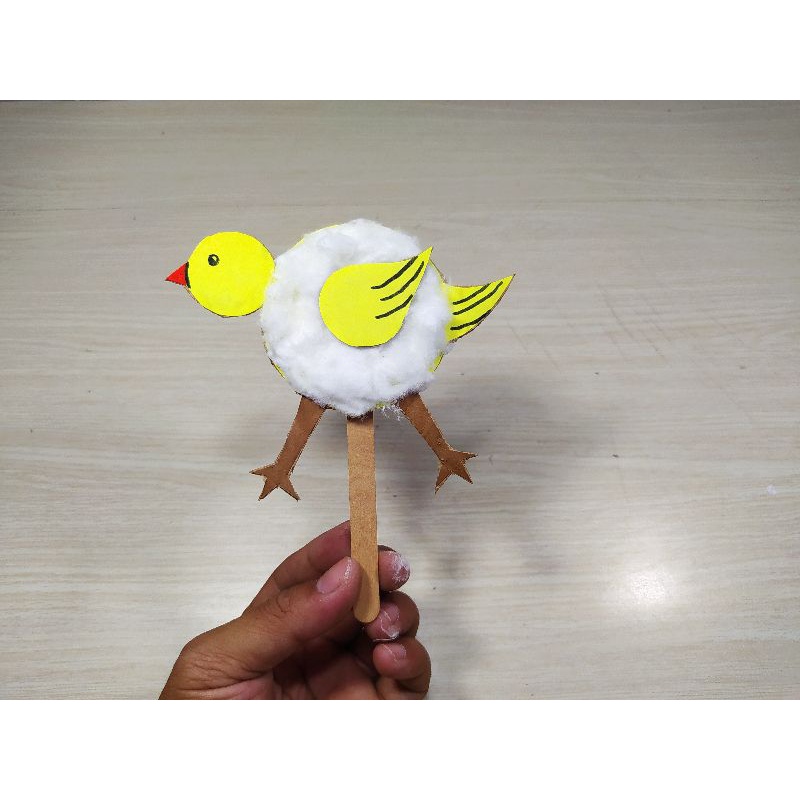 boneka ayam dari kardus dan kapas