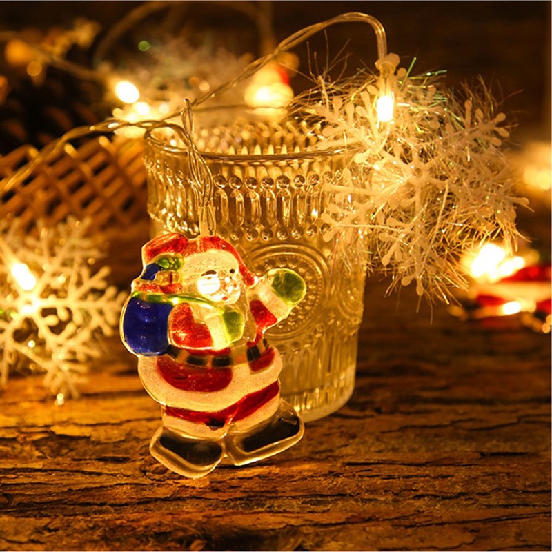 1 Pc Lampu String LED Bentuk Snowflake Santa Claus Warna-Warni Tahan Air Untuk Dekorasi Pesta Natal