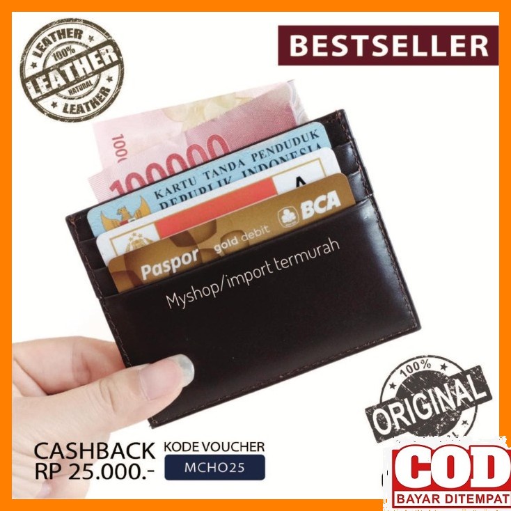 Dompet Pria Fendi Monster Kulit Asli Eye Yellow & Eye Red UC206 Dompet Kartu Card Holder Kulit Asli