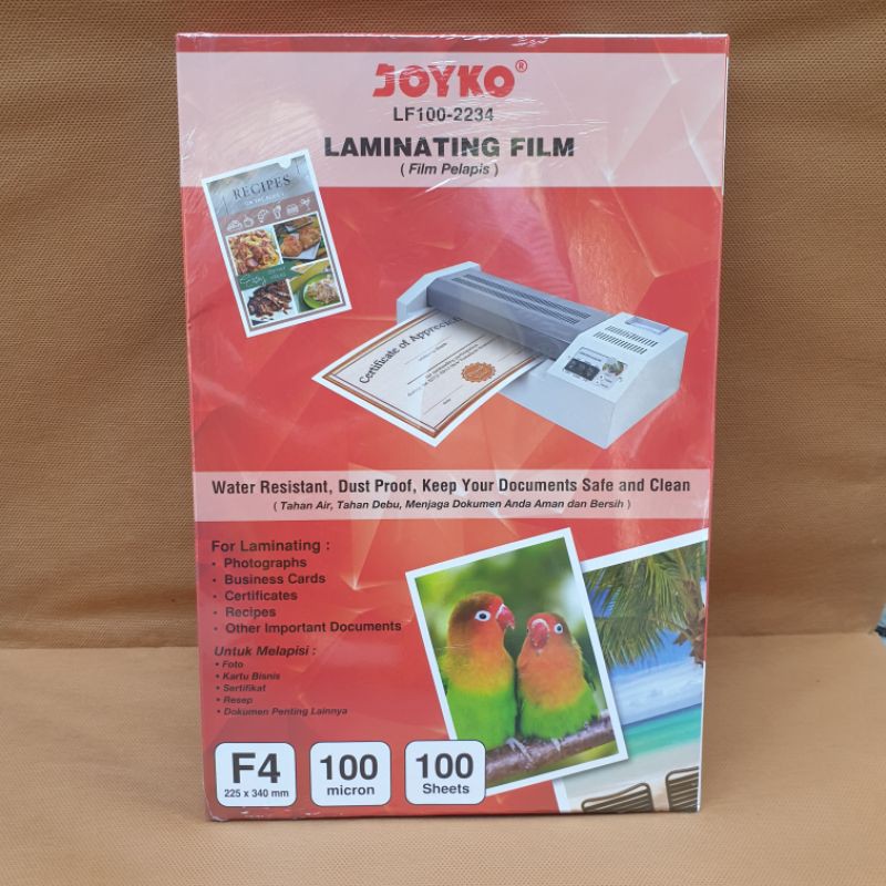 

Plastik Mika Laminating Joyko F4 - 100 micron