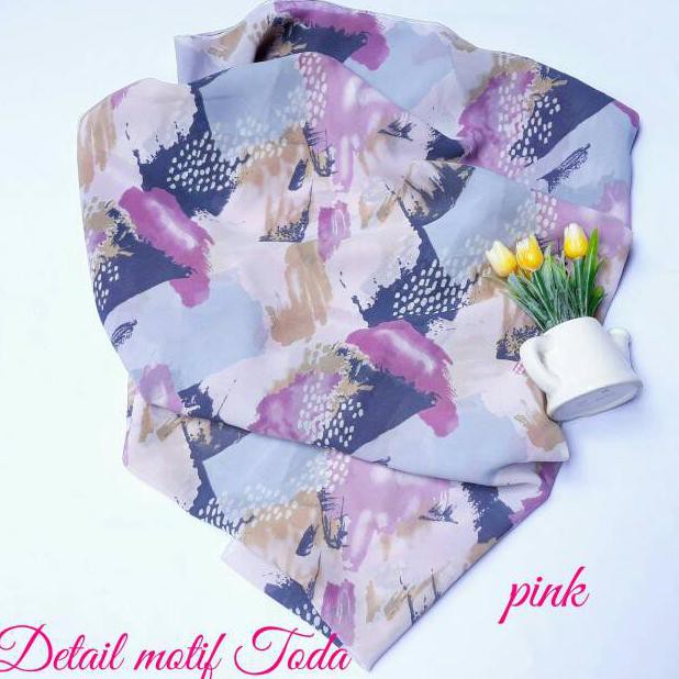 Hijab Toda/Hijab Segiempat/Jilbab Segi Empat/Kerudung Segi4/Square Motif Abstrak/Polycotton