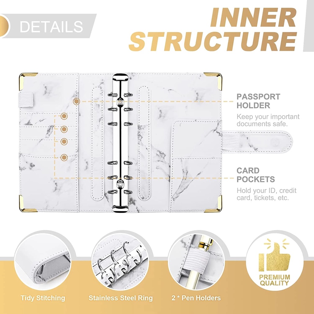 Buku Notebook / Catatan / Agenda A6 Motif Marmer Dengan Kancing Magnetik