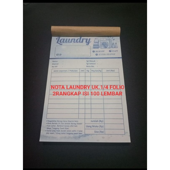 

NOTA BON LAUNDRY BON NOTA LAUNDRY CETAK BON TOTA LAUNDRY ISI 100 LEMBAR