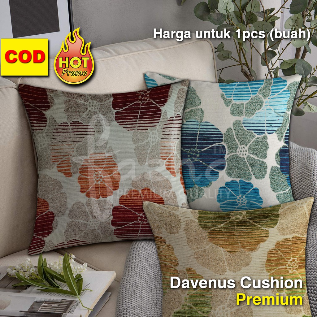Sarung Bantal Sofa Kursi Tamu Mewah Modern Premium Motif Bunga Merah Biru Hijau 40 45 50 60 70 80